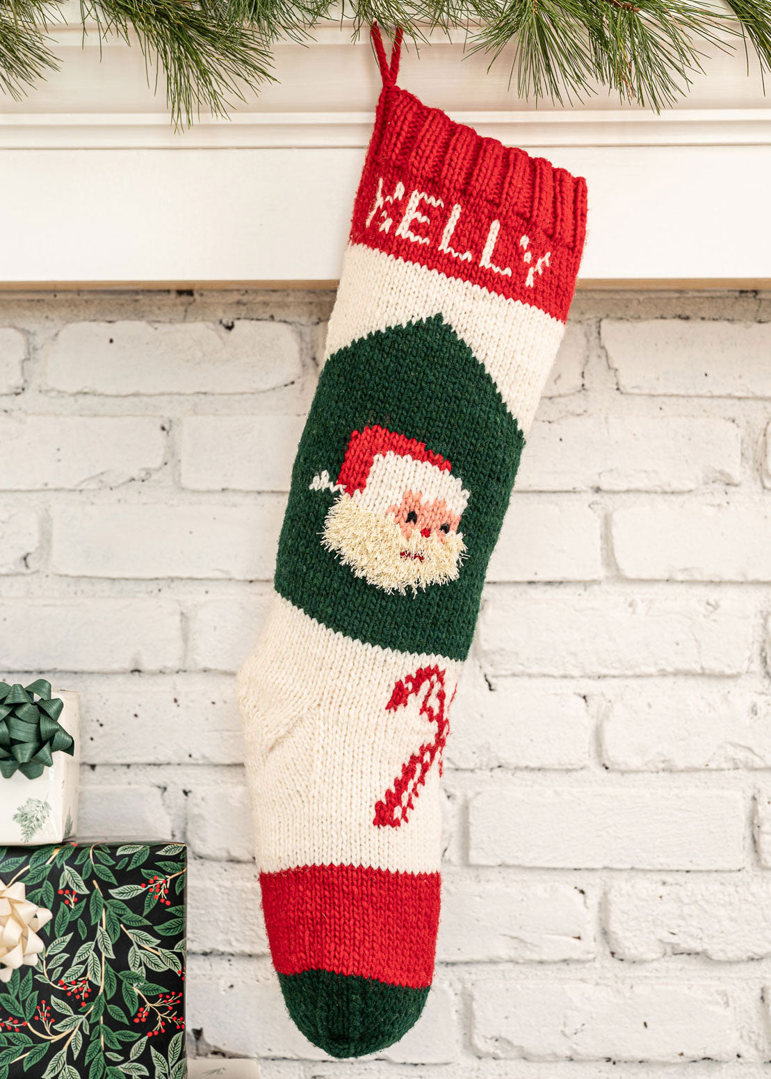 Christmas stocking knitting kit with santa claus design