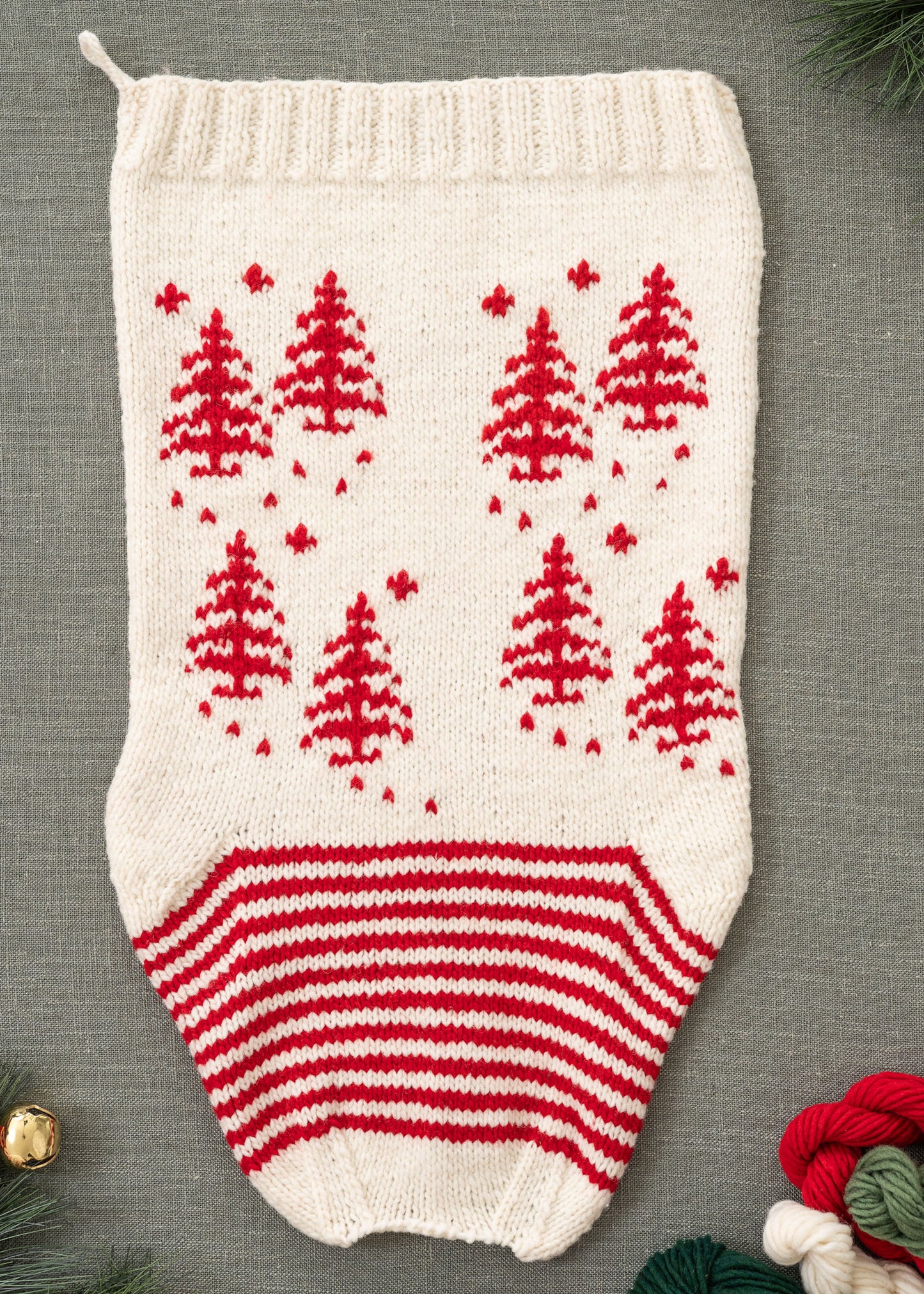 Tree Stocking knitting kit flat