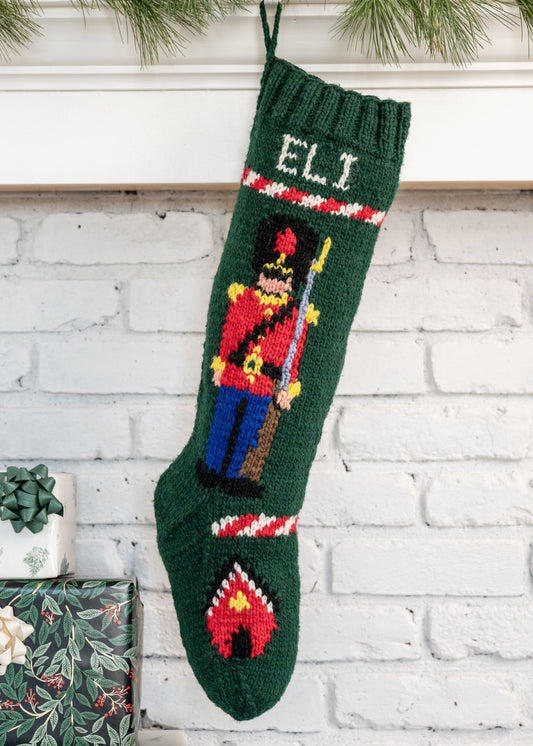 Personalized Stocking Knitting Kit with toy soldier design