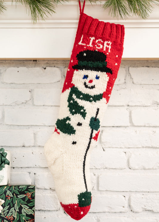 Personalized snowman christmas stocking knitting kit