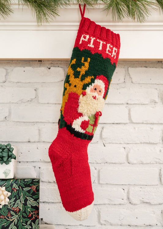 Christmas Stocking Knitting kit with Santa and his reindeer