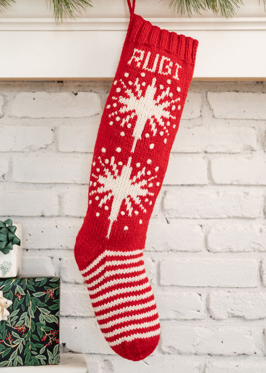 Christmas Stocking knitting kit red stocking with white stars