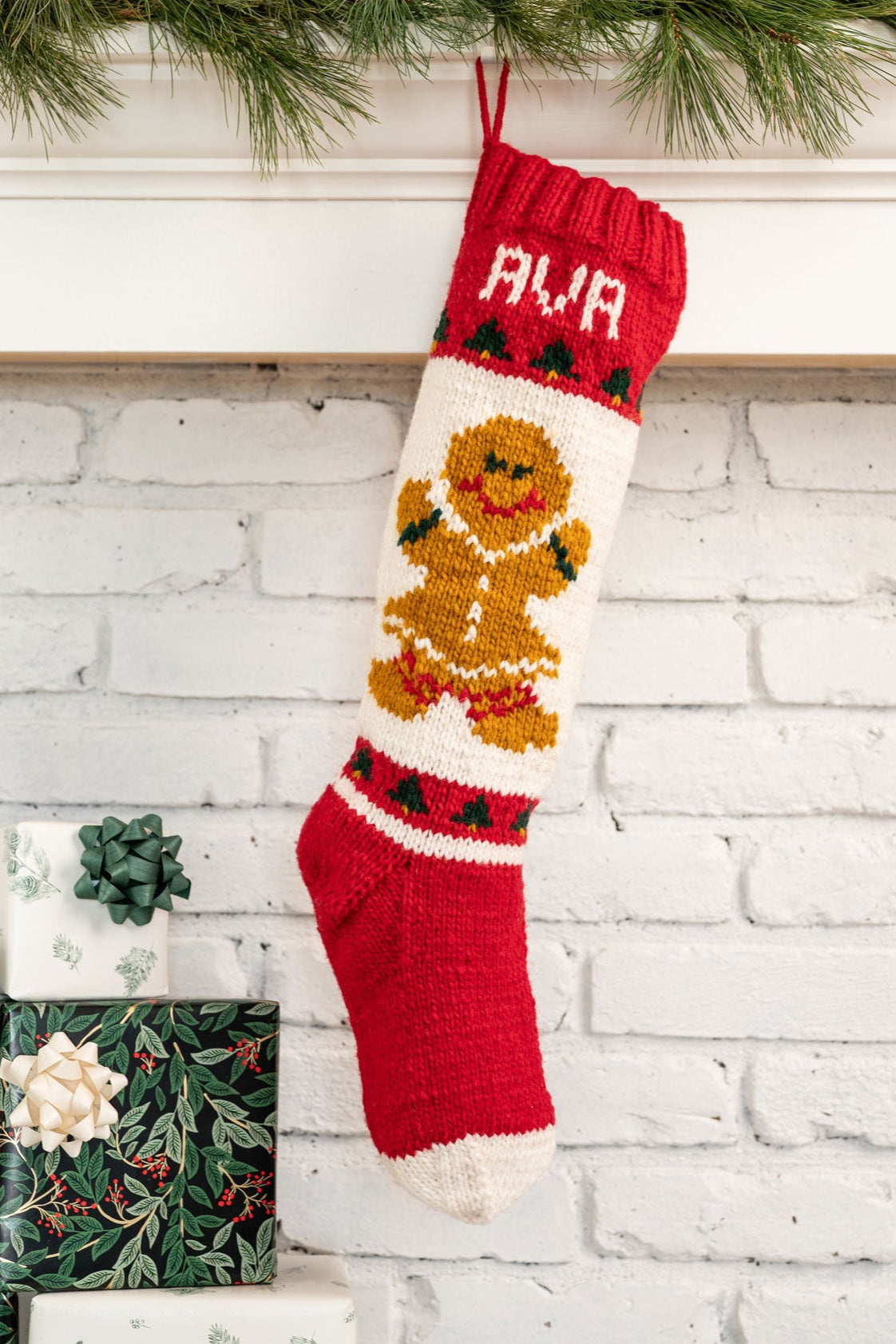 Gingerbread Girl Christmas Stocking Knitting Kit