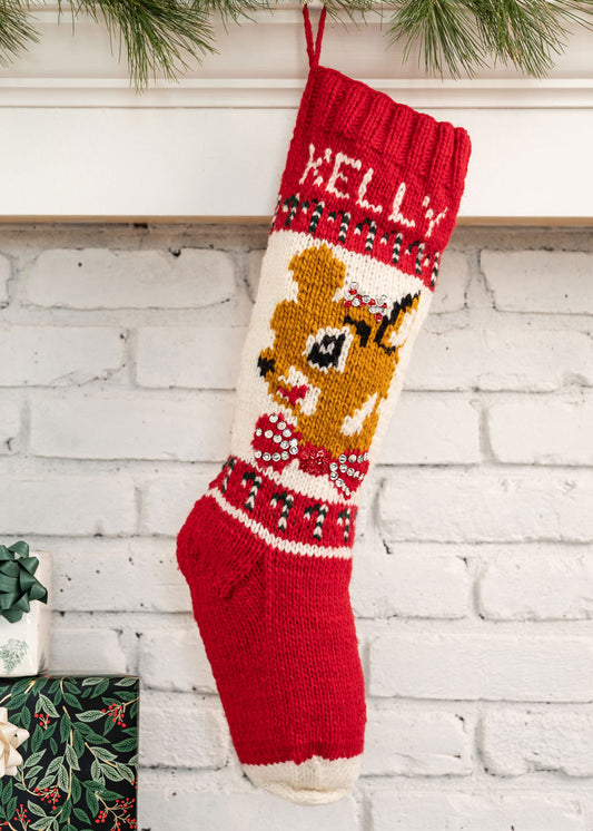 wool stocking knitting kit Christmas doe