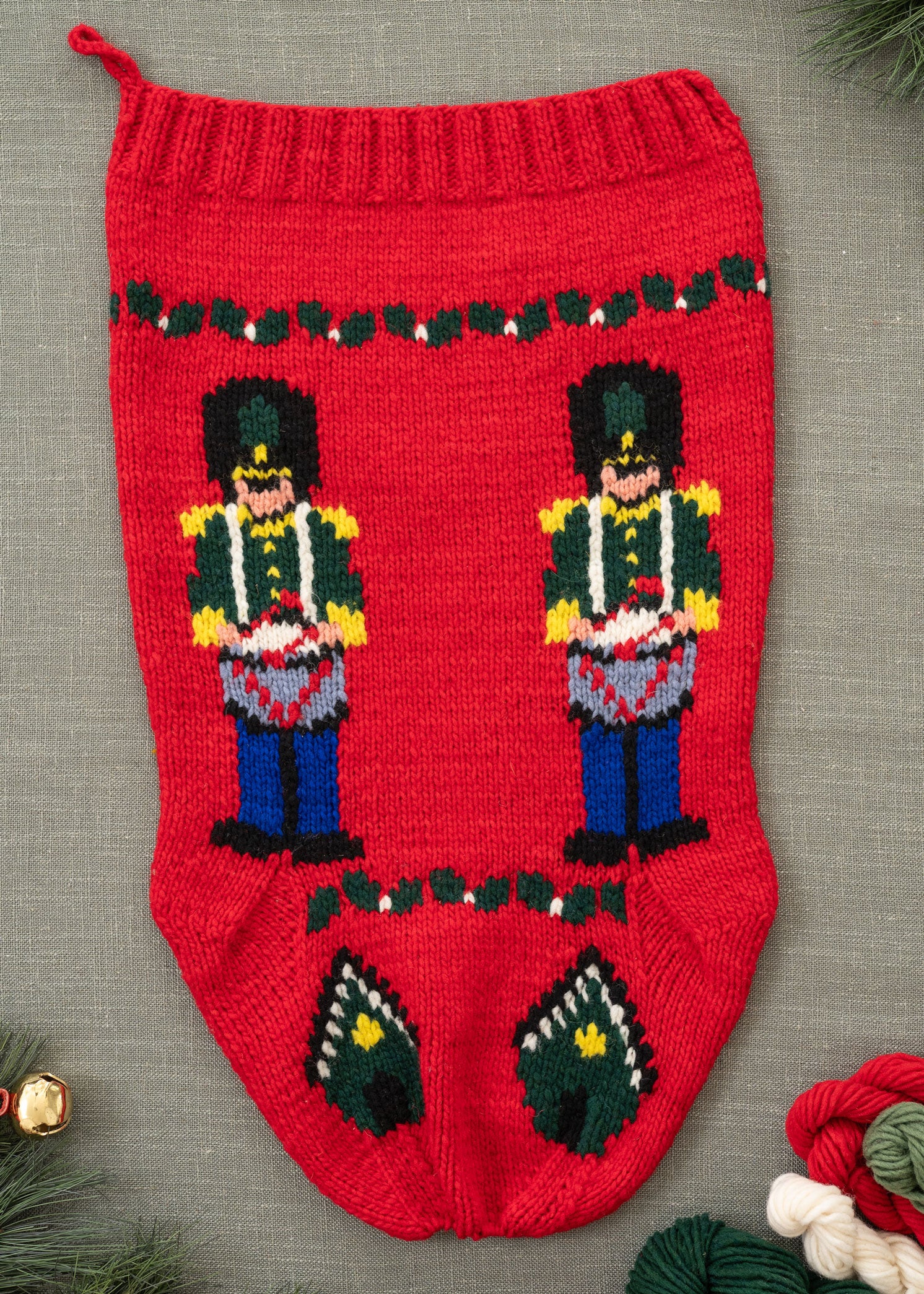 Drummer Stocking knitting kit flat